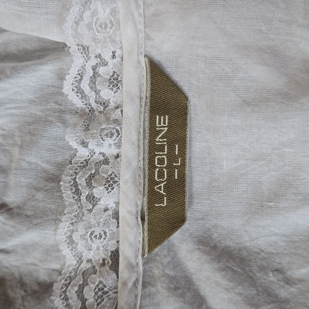 Vintage Y2K White Tie Front Top Lace Fairycore Cottagecore Beach Cotton Sheer - Picture 3 of 3